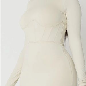 White corset Meshki long sleeve dress🤍
